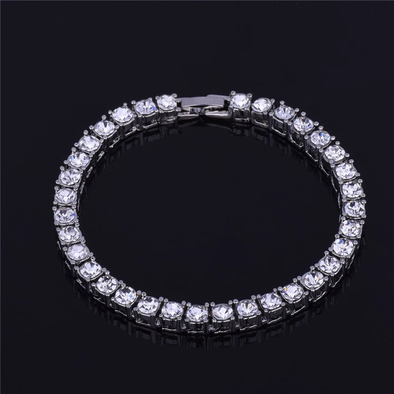 Luxury AAA Cubic Zirconia Tennis Bracelet Fashion Gold Silver Color Irced Out Chain Hip Hop Braclet For Men Wristband Jewelry