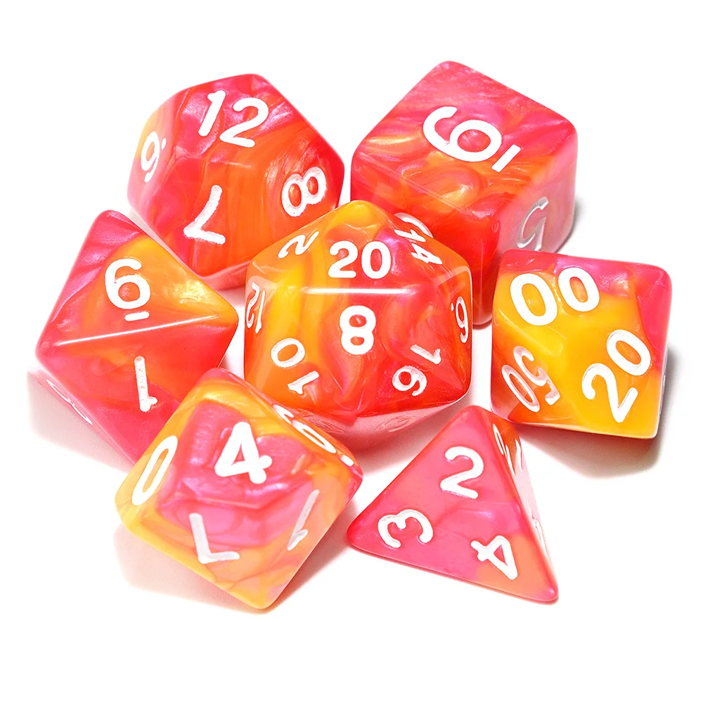 Многогранные DnD смешанные цвета кости 7 шт./компл. для ролевой игры «Подземелья и Драконы настольные игры D4, D6, D8, D10, D%, D12, D20