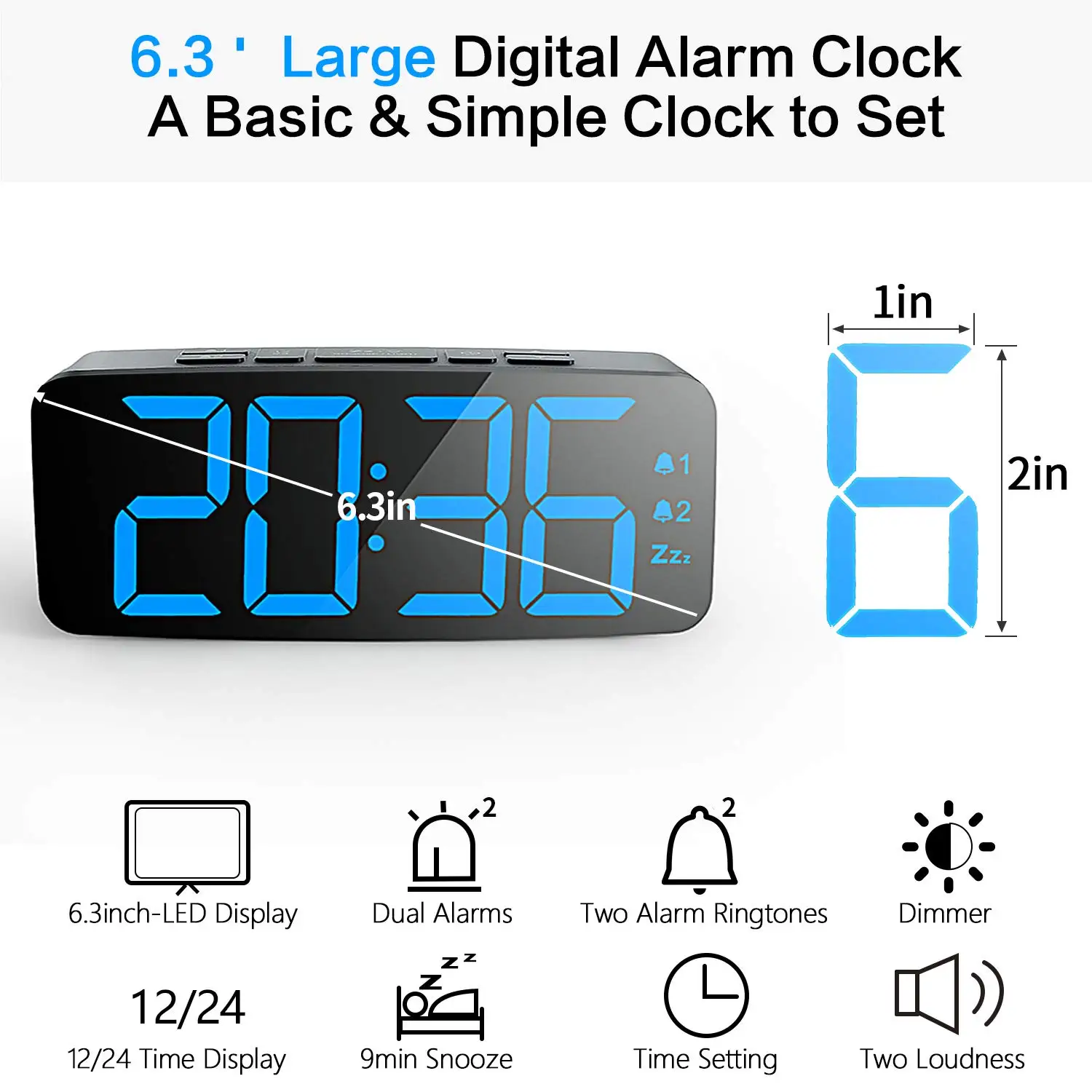 Популярный USB цифровой будильник новый черный обновленный 6 3 дюймовый большой