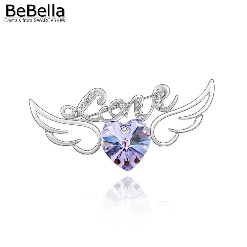 BeBella 6 видов цветов женские сердца брошь с крыльями сделаны элементами Swarovski|wing