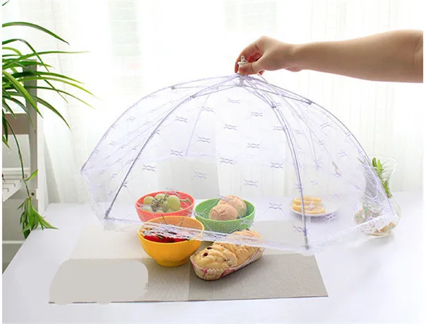 Food Covers Umbrella Style Anti Fly Mosquito Kitchen diameter 65cm cooking Tools meal cover Hexagon gauze table food TY271 |