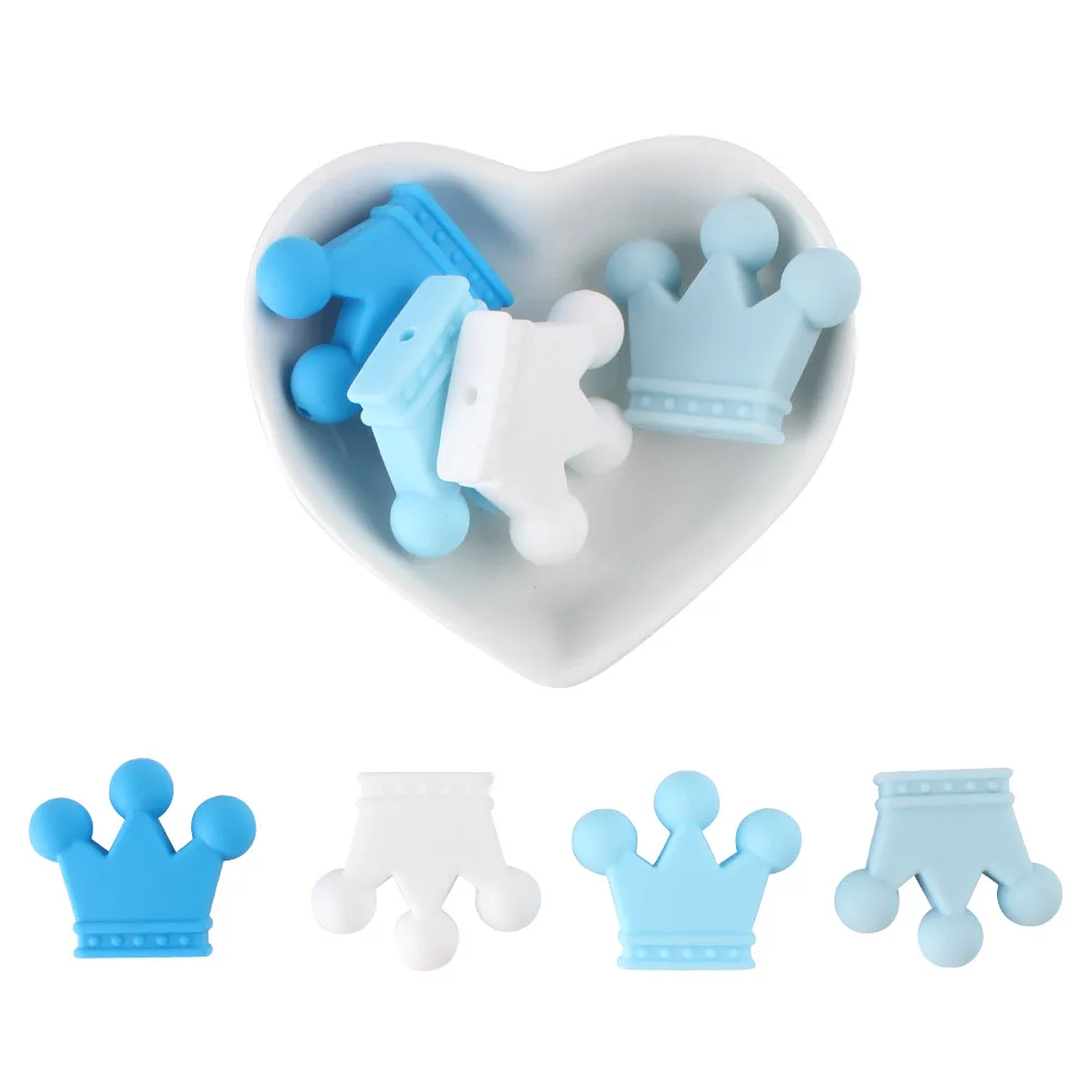 Keep&Grow 10pcs Crown Silicone Beads Baby Teething Toys Food Grade Silicone DIY Pacifier Chain Pendant Accessories Baby teethers