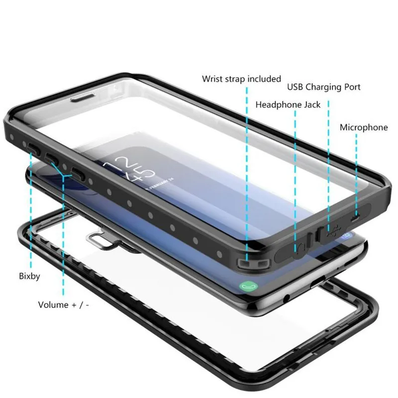 Redpepper Original Waterproof bag Phone Case for Samsung Galaxy S9 Plus Swimming diving Cover note 8 shell coque |
