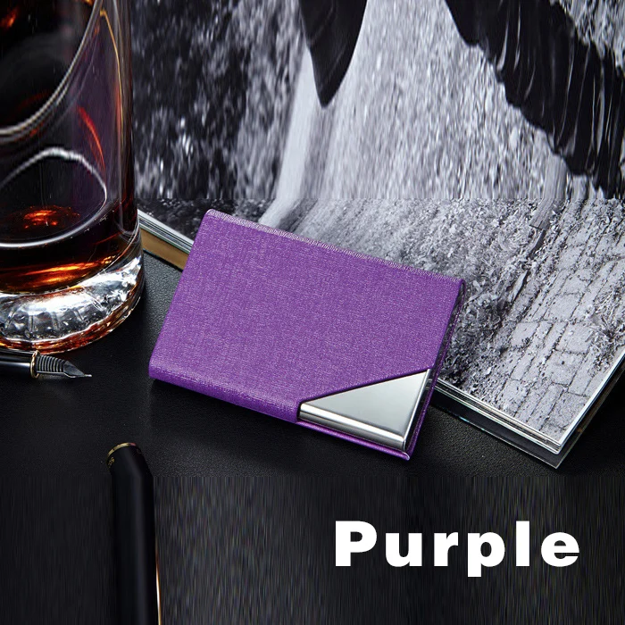 Purple1 ID держатель для карт, визитница, кошелек, чехол для кредитных карт, для женщин и мужчин, кожаный, водонепроницаемый, защита для карт, металлические кошельки - Цвет: Purple1