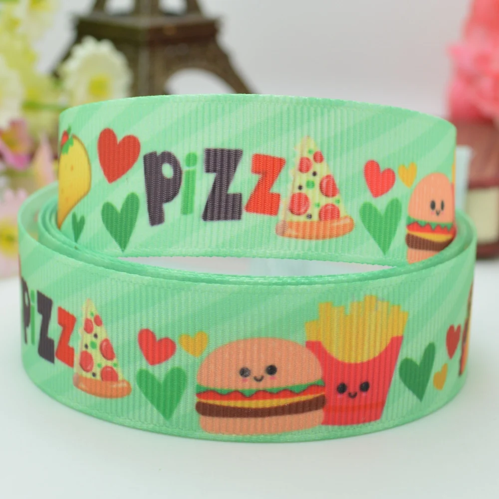DUWES 7/8 &quot22 мм 2 5 10 50 ярдов котенок МОО пиццы печати grosgrain ленты волос лук DIY ручной