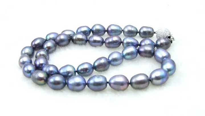 

Huge 9-10mm NATURAL Black FW CULTURED PEARL NECKLACE with -5350 Wholesale and retail Free ship