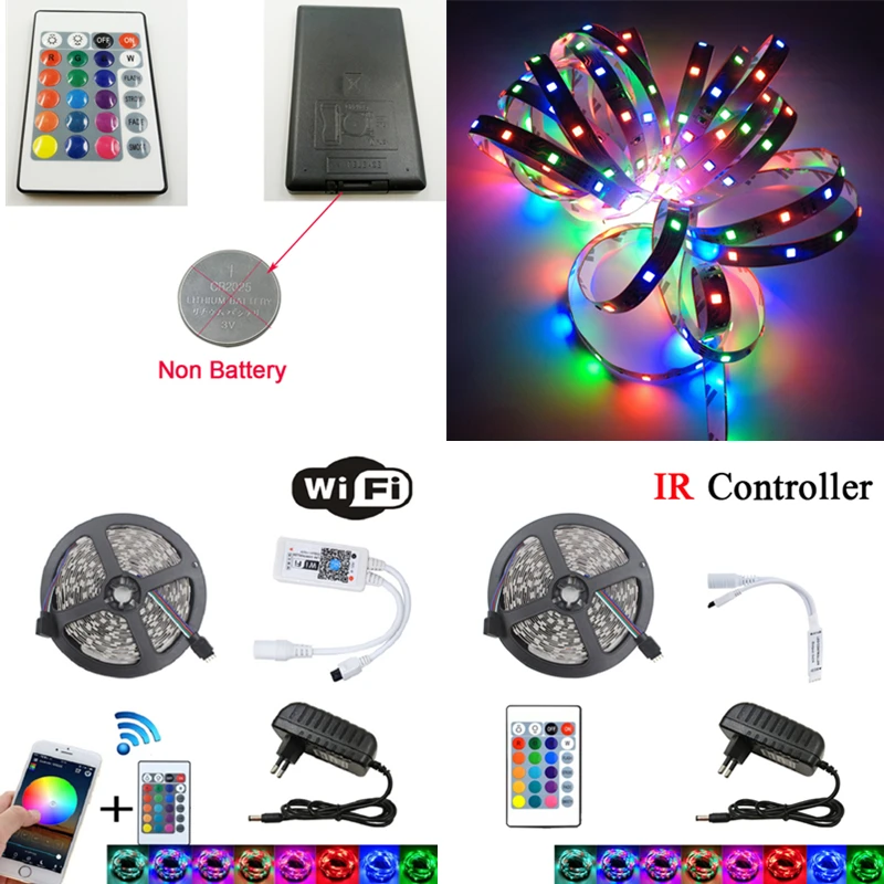5 м 10 м 15 м 2835 RGB светодиодный светильник Водонепроницаемая Диодная Лента светодиодная лента DC 12 В адаптер+ ИК светодиодный rgb пульт дистанционного управления или wifi rgb пульт дистанционного управления