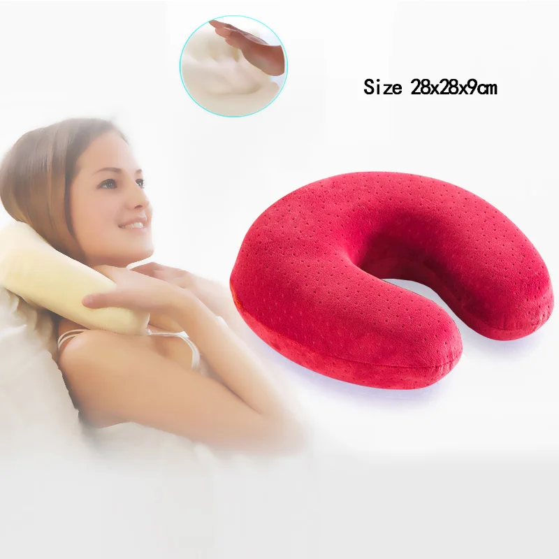 2 rose red Комфортная u-образная Подушка с эффектом памяти, подушка для путешествий, полета, подголовника, поддержки шеи, Новое поступление, подушка для улицы, одна штука - Цвет: 2 rose red