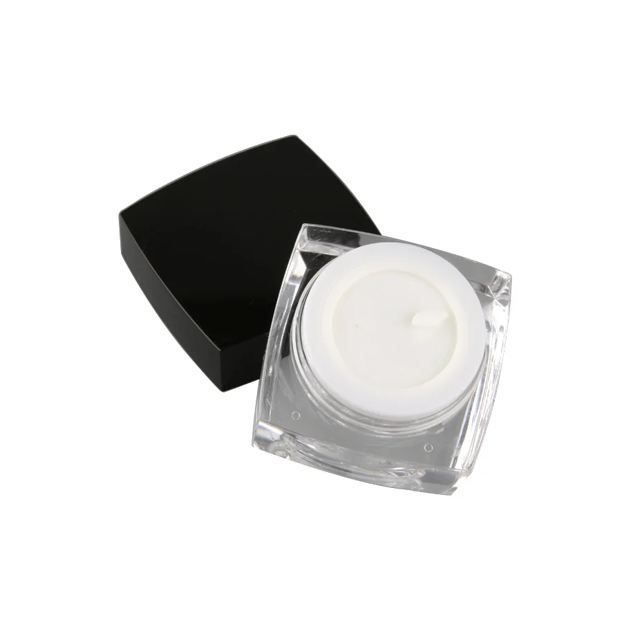 Пустые кремовые лосьоны косметических банок контейнеров из прозрачного акрила объемом 5 мл / 5 г / 0,17 унций в количестве 50 штук с подкладками черные крышки-винты.