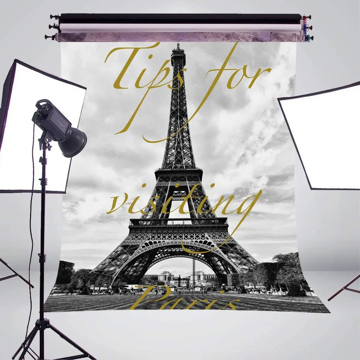 5x7ft Париж Эйфелева башня фон для фотосъемки стена Белый Черный реквизит