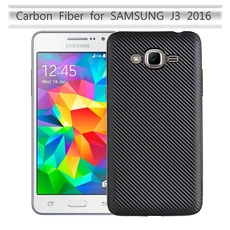 Carbon fiber silicone case For samsung galaxy j3 2016 SM-J320F/N funda coque hoesje puzdra tpu cove kryt tok etui carcasa husa |