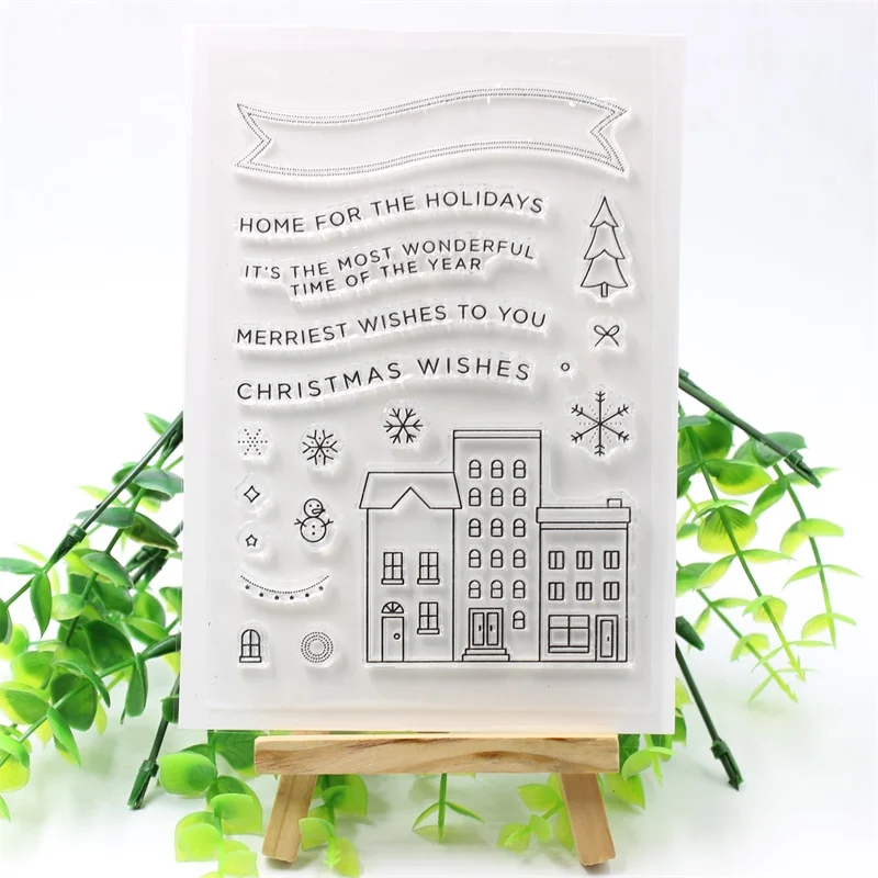 KSCRAFT рождественские пожелания прозрачные силиконовые штампы для