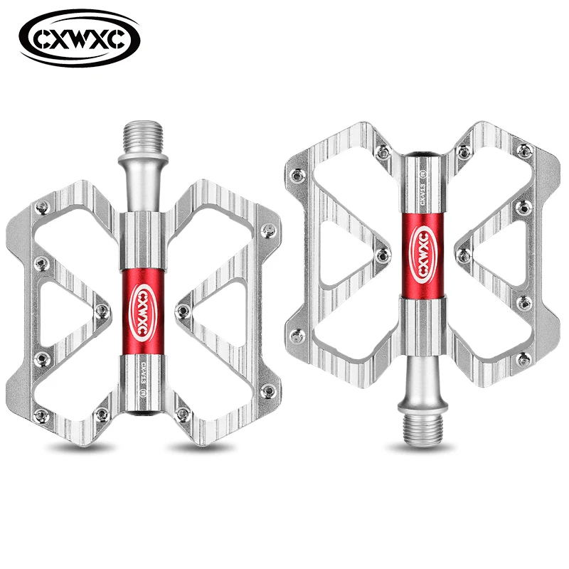 Silvery Педали для горного велосипеда MTB педали для велосипеда плоские педали из алюминиевого сплава велосипедные противоскользящие 3 подшипника на платформе педали велосипедные аксессуары - Цвет: Silvery