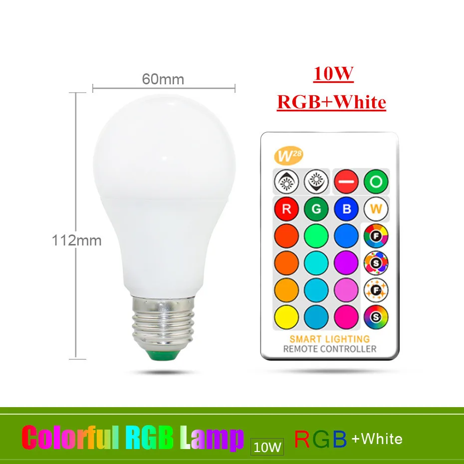 10W RGBW E27 LED Bulb Lamp 5W 10W 15W RGB+ White 16 Color LED Lamp SMD5050+ SMD2835 Changeable RGB Bulb Light With Remote Control - Испускаемый цвет: 10W RGBW