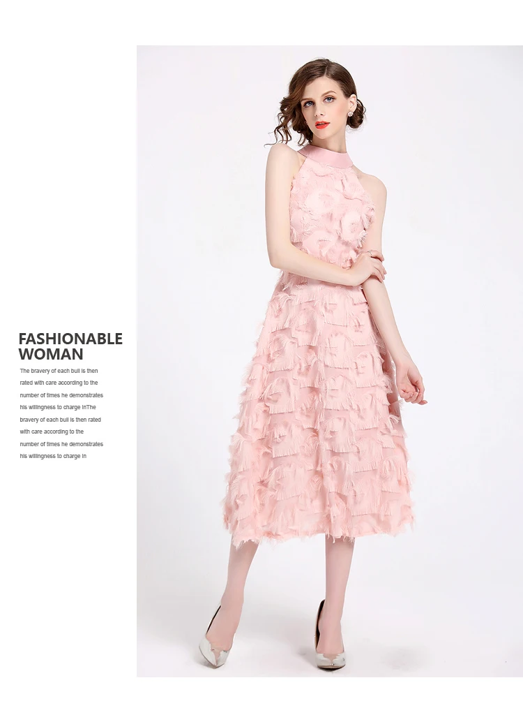 2018 г. летняя элегантная розовый аппликации-line шифоновое платье Vestido de Festa Холтер с