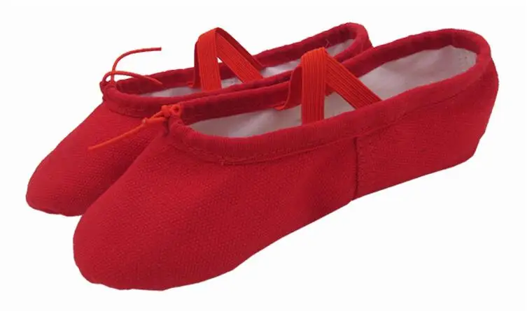 Детские женские балетки для танцев Мягкие парусиновые на плоской подошве