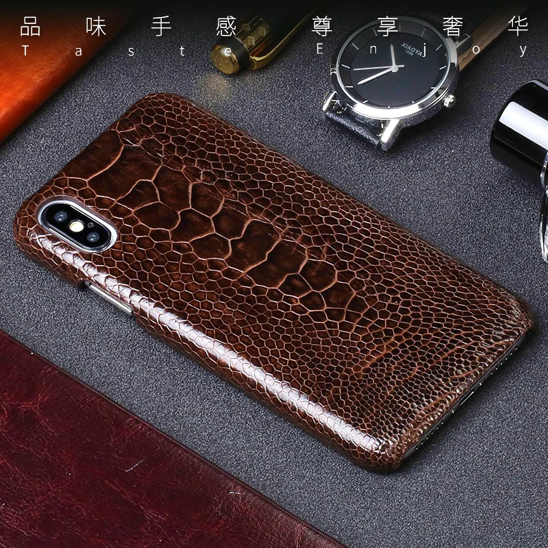 

Роскошные Чехлы из натуральной кожи для телефонов iPhone 7 8 Plus X Xs Max, чехол из настоящей кожи страуса для 6 6s 6p 7p 8 p, чехол
