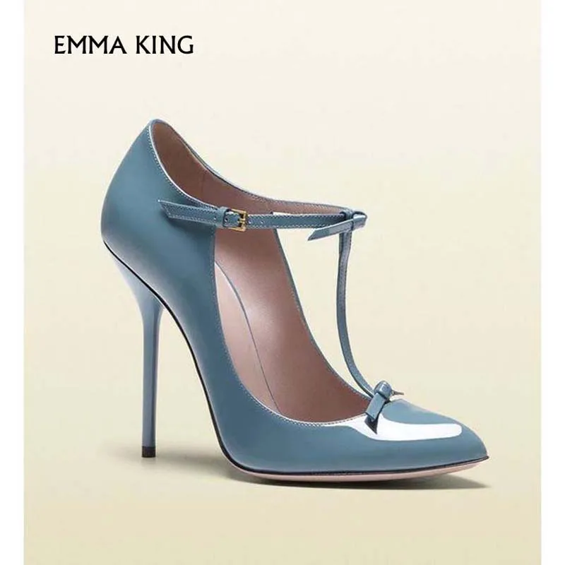 Новые женские туфли лодочки из лакированной кожи на шпильках с Т образными