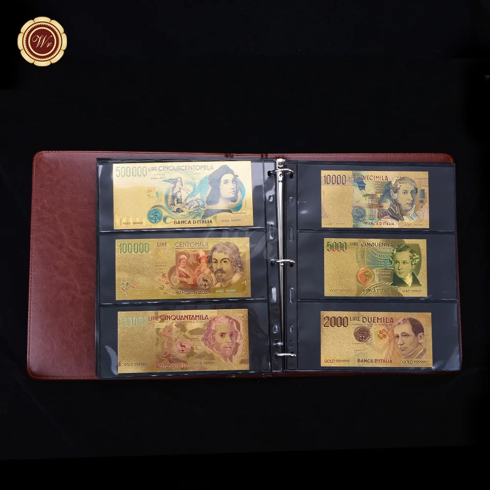 24 К позолоченный мир красочные банкноты альбом кожаный фотоальбом страна золото