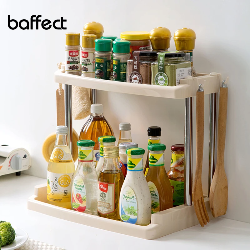 Многослойная кухонная полка для кухни Полка специй пластиковые кухонные полки
