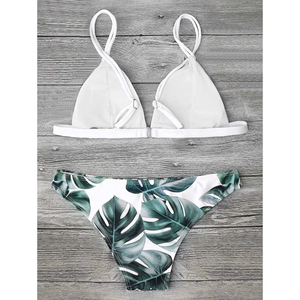 ZAFUL бикини с принтом в виде листьев 2019 купальник для женщин на бретельках