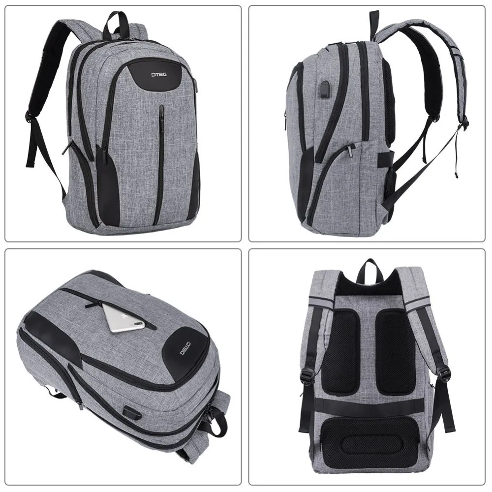 DTBG 17 дюймов для мужчин и женщин рюкзак ноутбука повседневный с usb зарядным портом