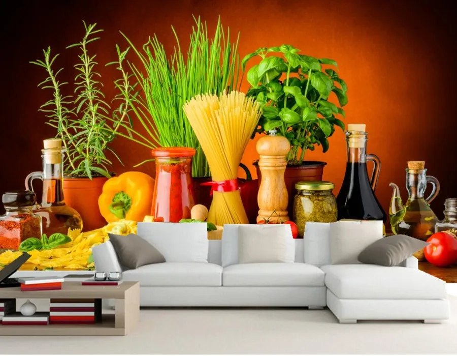 Обои с изображением приправы помидор перца еды для ресторана гостиной дивана