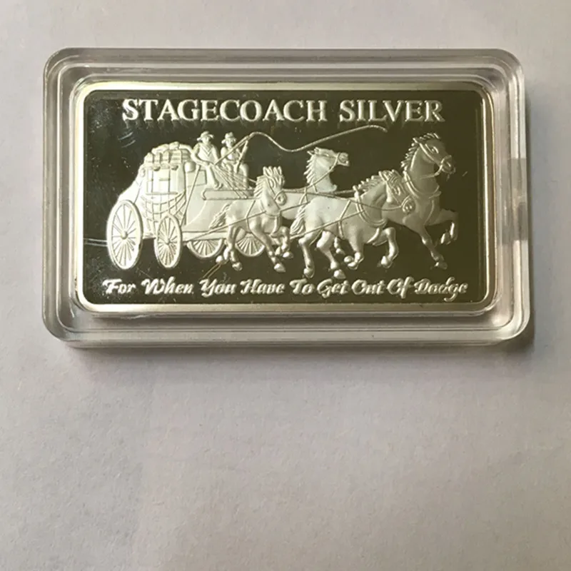 5 шт. Немагнитный Stagecoach Серебряная монета 1 OZ с серебряным покрытием слиток значок
