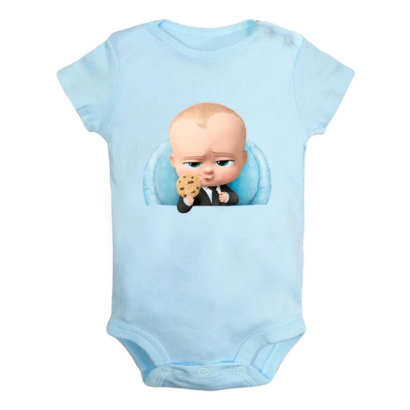ieBodysuits2218BL Одежда для новорожденных мальчиков и девочек с надписью «Born Leader The Boss»; комбинезон с короткими рукавами; хлопковый комбинезон - Цвет: ieBodysuits2218BL