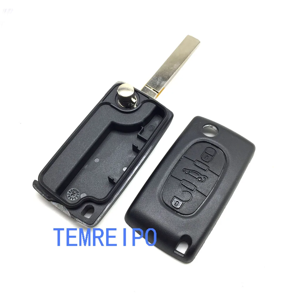 

10pcs/lot Key Case Shell for peugeot 407 407 307 308 607 key cover 3 button flip key case With car Symbol (Blade without groove)