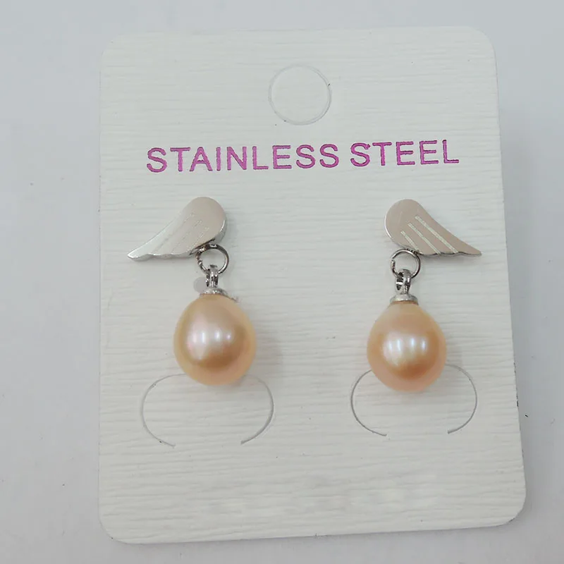 Женские серьги с натуральным пресноводным жемчугом AAA + Крючки из нержавеющей
