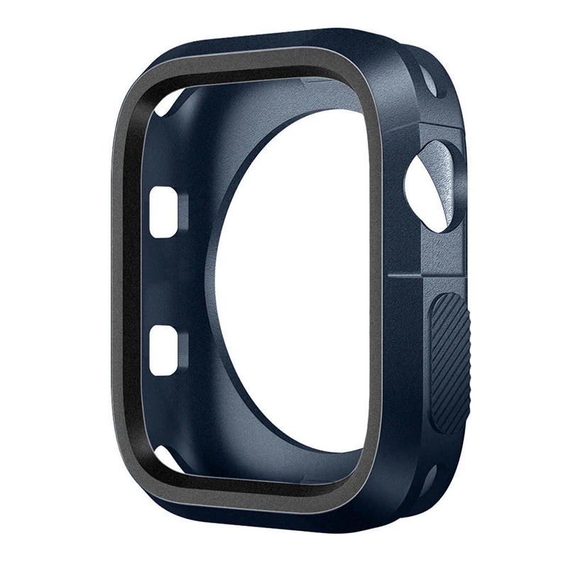 blue black MDNEN 42 мм 38 мм анти-осенний чехол для Apple Watch чехол для Iwatch 1 2 3 4 Мягкий силиконовый чехол 40 мм 44 мм спортивный Чехол - Цвет: blue black