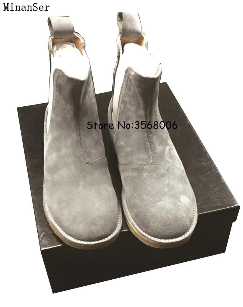 Slip-on Men Suede Ankle Boors British Style Man Spring Autumn Chelsea Boots Rome Male Fashion Shoes High Quality | Обувь