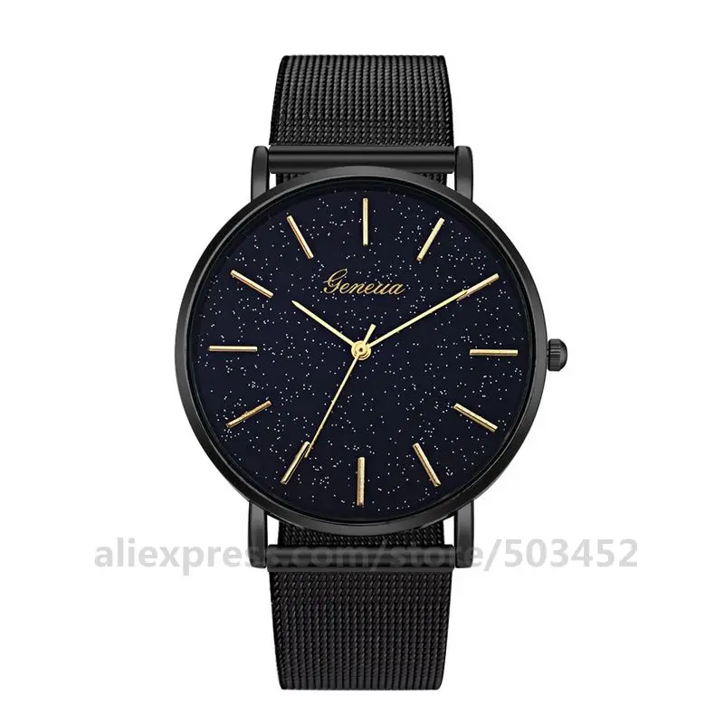 100 шт./лот Женева Starry Sky Dail кварцевые часы простой дизайн повседневные со стальным
