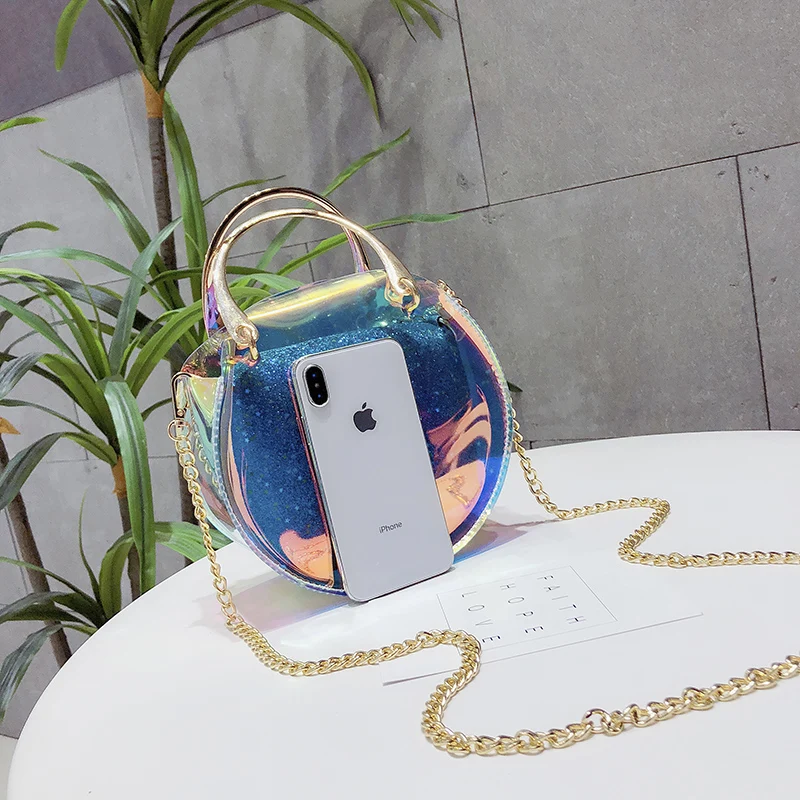 Сумка женская 2018 новый яркий лазерный желе мешок в Корейском стиле chic Мини цепи
