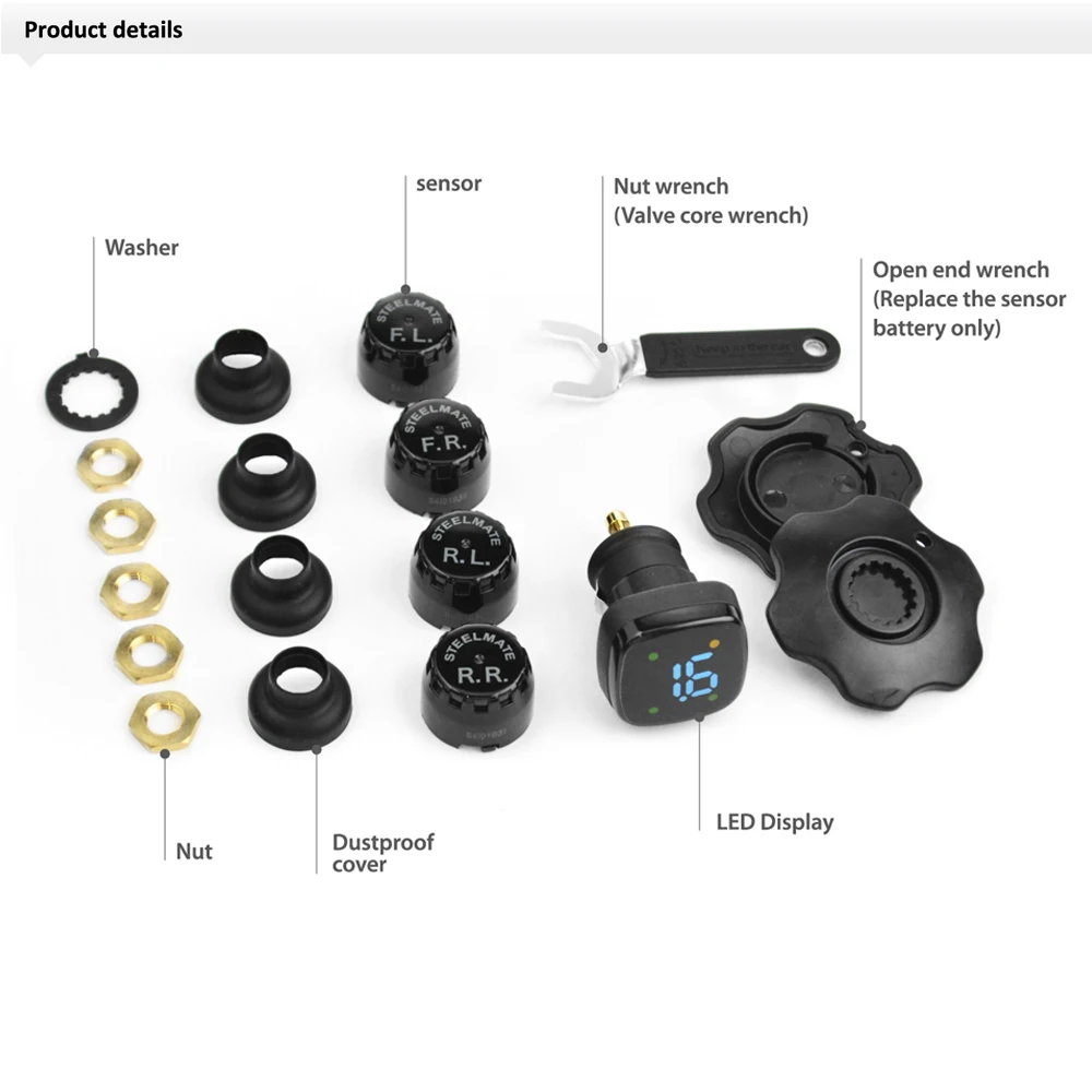 Steelmate Profesional TPMS TP 76 шин Давление мониторинга Системы светодиодный сигарета легкие