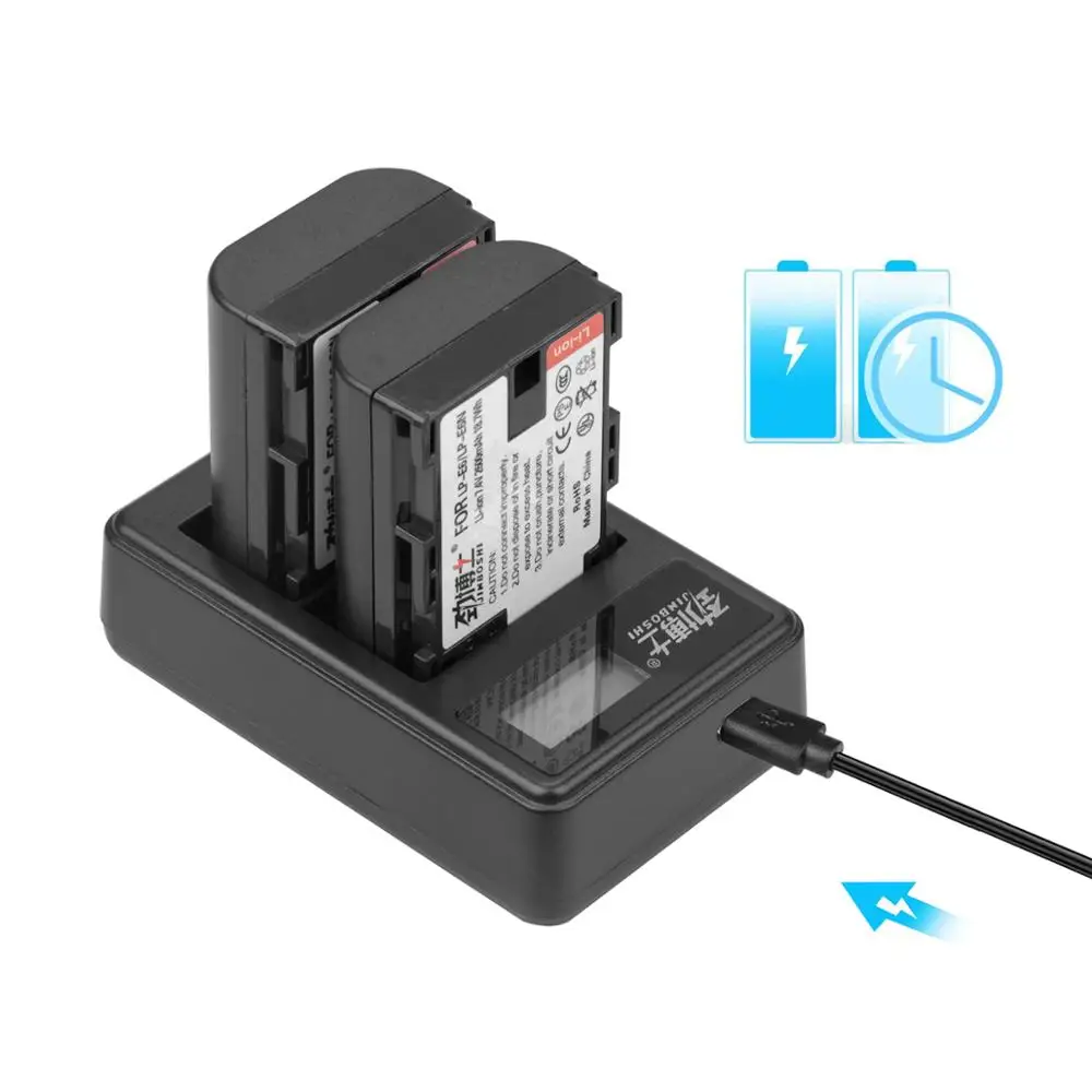 2x 2600mah LPE6 LP-E6 LP-E6N LP E6 Battery + LCD Dual Charger for Canon EOS 5DS R 5D Mark II III 6D 7D 80D | Электроника