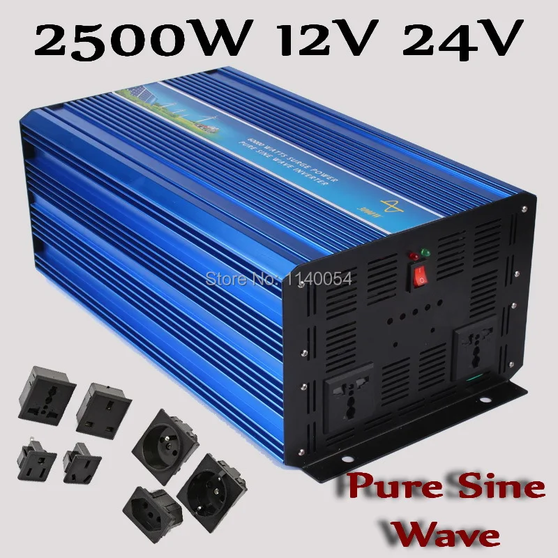 2500W Off Grid inverter 12V 24V DC to AC 110V or 230V, Pure Sine Wave Solar Wind Power Inverter 2500W with 5000W Peak Power 2500W Off Grid inverter 12V 24V DC to AC 110V or 230V, Pure Sine Wave Solar Wind Power Inverter 2500W with 5000W Peak Power