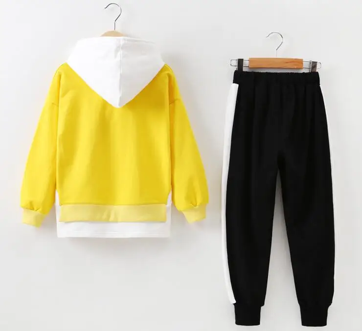 

Rlyaeiz Girls Clothes Spring Autumn Patchwork Fake Two Pieces Hoodies + Pants Children Clothing Set Girls Sporting Suits Outfits