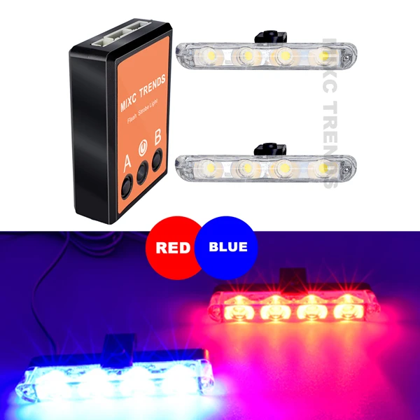 1 Red 1 Blue 2X4 стробоскоп светодиодный полицейский светильник скорой помощи 12 В светодиодный Предупреждение ющий стробоскоп светильник s авто мигающий аварийный мигалка автомобильный Дневной светильник s - Цвет: 1 Red 1 Blue
