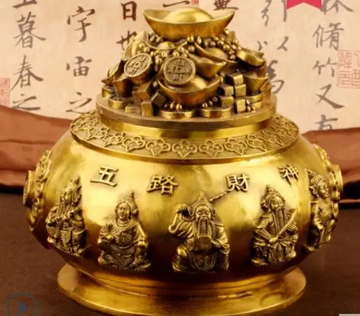 Fengshui латунная пятиканальная богиня богатства Восемь Бессмертных юбао
