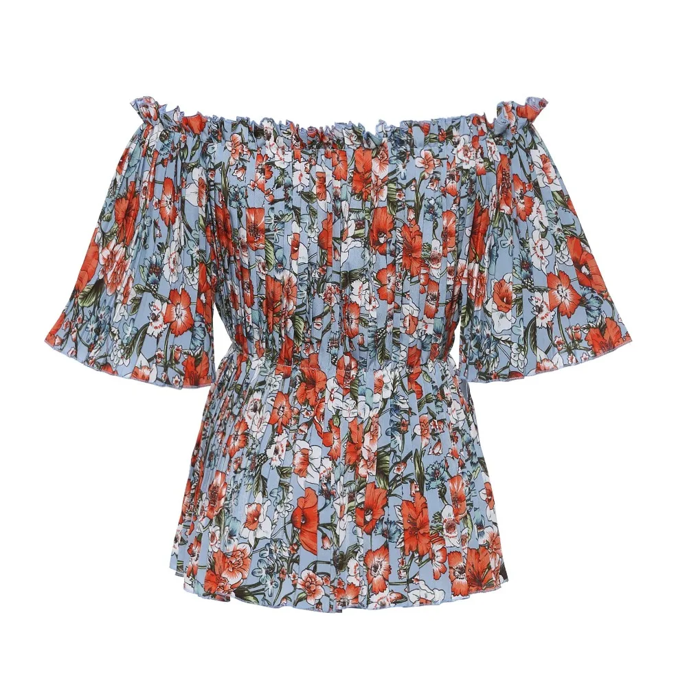 Для женщин Винтажная блузка с цветочным принтом salsh шеи принцессы Половина