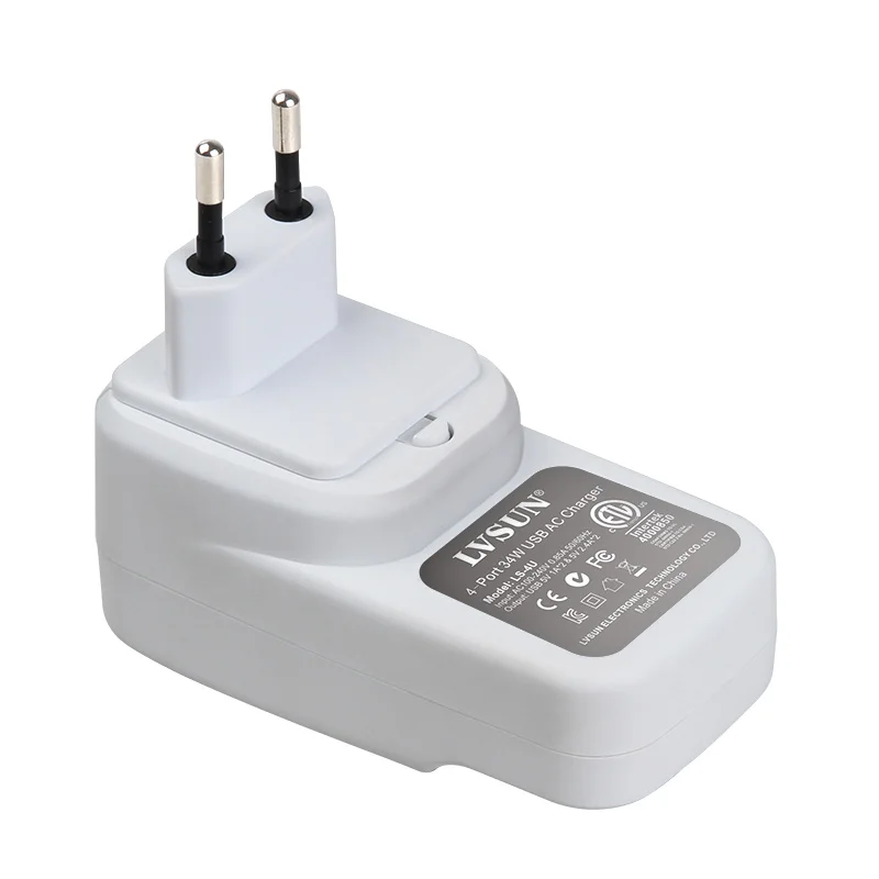 Сетевое зарядное устройство LVSUN с 4 USB-портами 34 Вт 6 8 А | Электроника