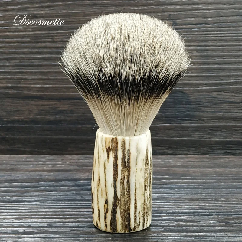 DSCOSMETIC high mountain badger hair knot shaving brush with buckhorn handle for man shave