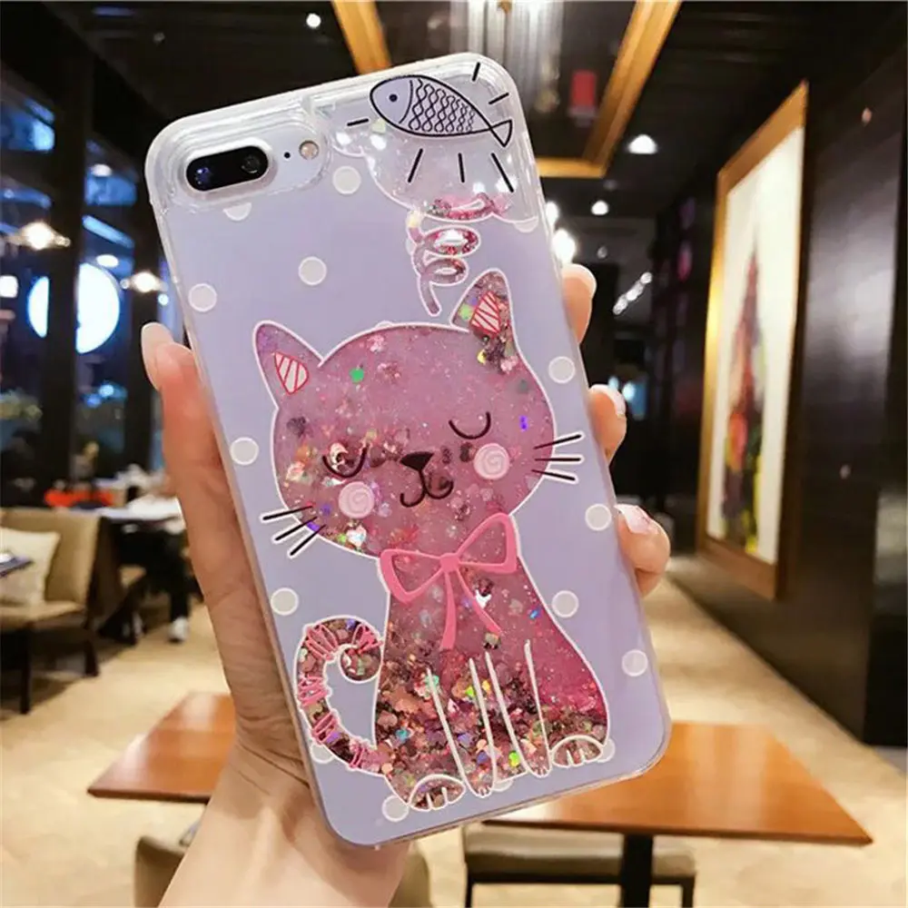 Lovebay зыбучие пески чехол для iPhone X 7 8 Фламинго телефон чехол s для iPhone 6 6s Plus XR XS Max Bling Dynamic Love Hearts задняя крышка