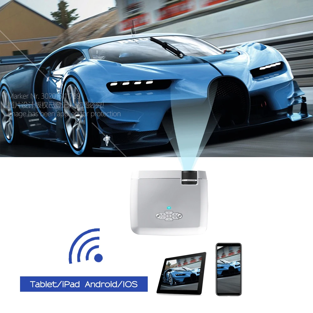 AUN D40W мини-проектор, Поддержка IOS/Android телефон беспроводной синхронизация дисплей, светодиодный проектор для 720P домашнего кинотеатра, 3D проектор