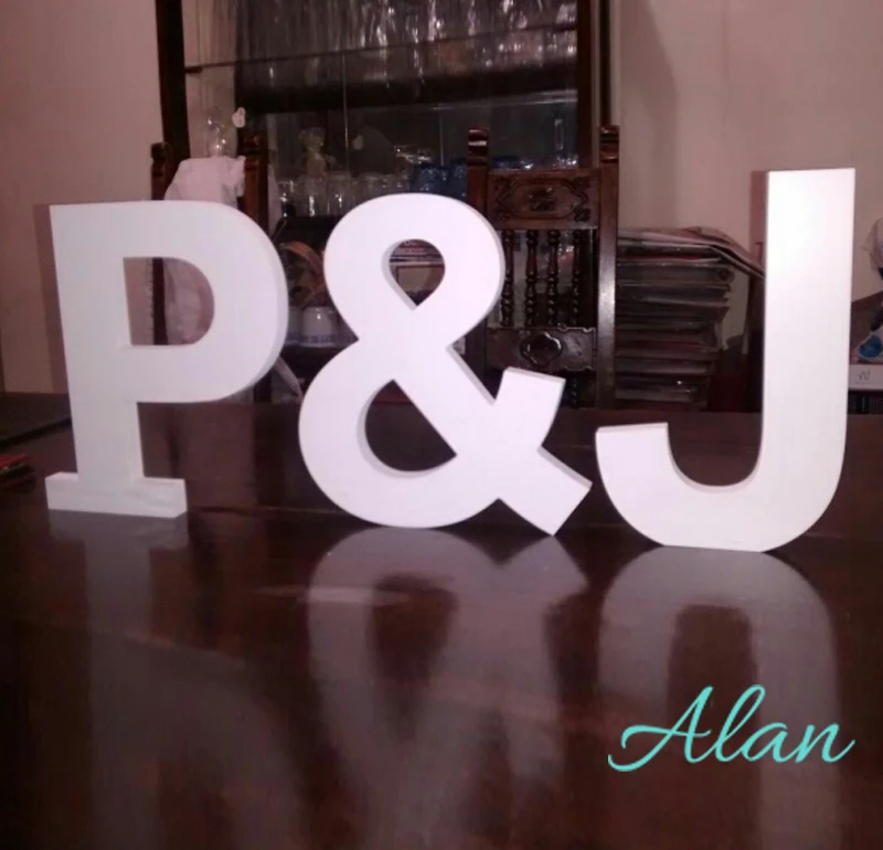 8 inches PVC Pure White Letters Freestandinge Initial Set Personalized Table Signs Wooden Letters|letters white|letter signsign letters |