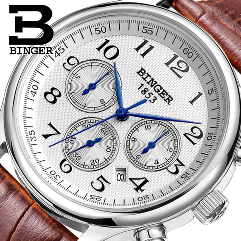 

Часы BINGER мужские водонепроницаемые, брендовые полностью стальные механические деловые наручные, с автоподзаводом и сапфировым стеклом, с к...