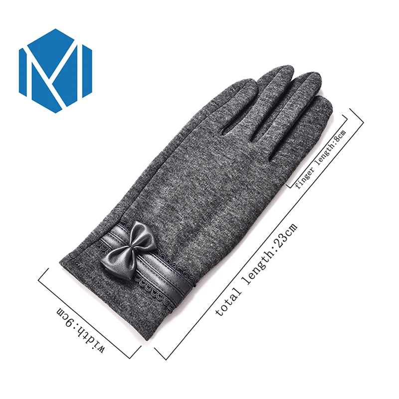 Женские перчатки рукавицы с бантом элегантные мягкие зимние для девушек теплые