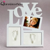 qianxiaozhen 5 inches love baby diy handprint footprint photo frame baby frame nontoxic fingerprints inkpad baby shower souvenir